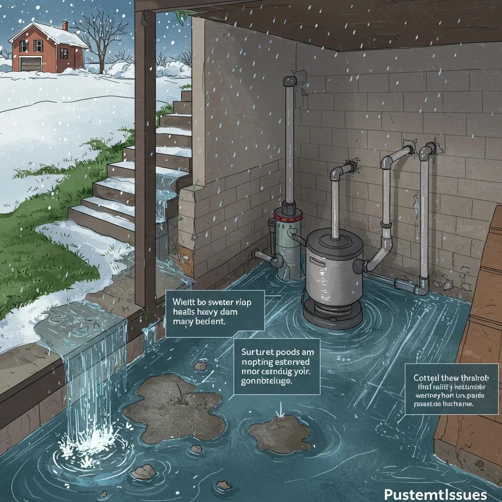 Common basement problems in Pittsburgh, including water seepage and damp patches due to heavy rainfall